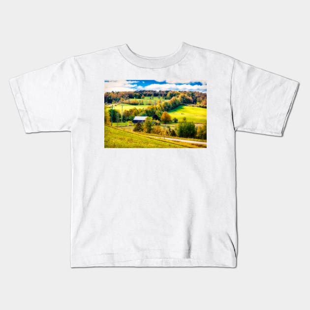 Autumn Farm Fall Scene Kids T-Shirt by Robert Alsop